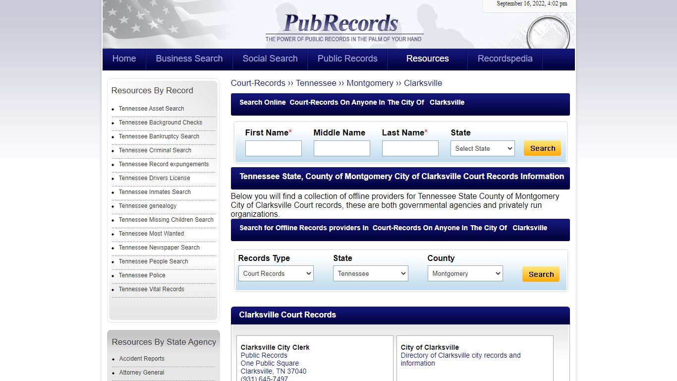 Clarksville, Montgomery County, Tennessee Court Records